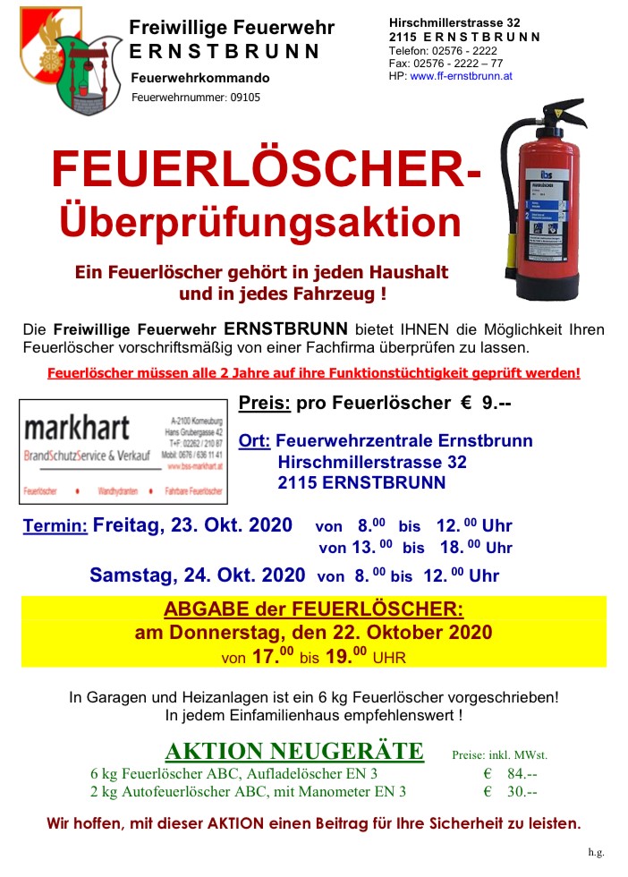 Feuerlöscherüberprüfung 2020